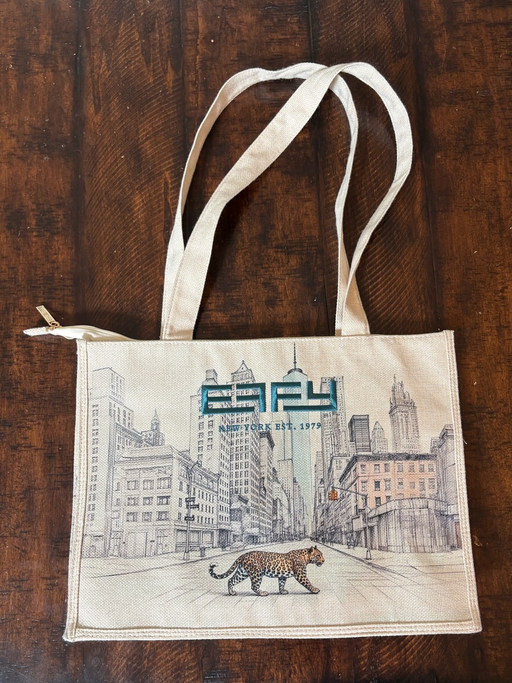 Effy Jewelry New York Cityscape Leopard Tote Bag